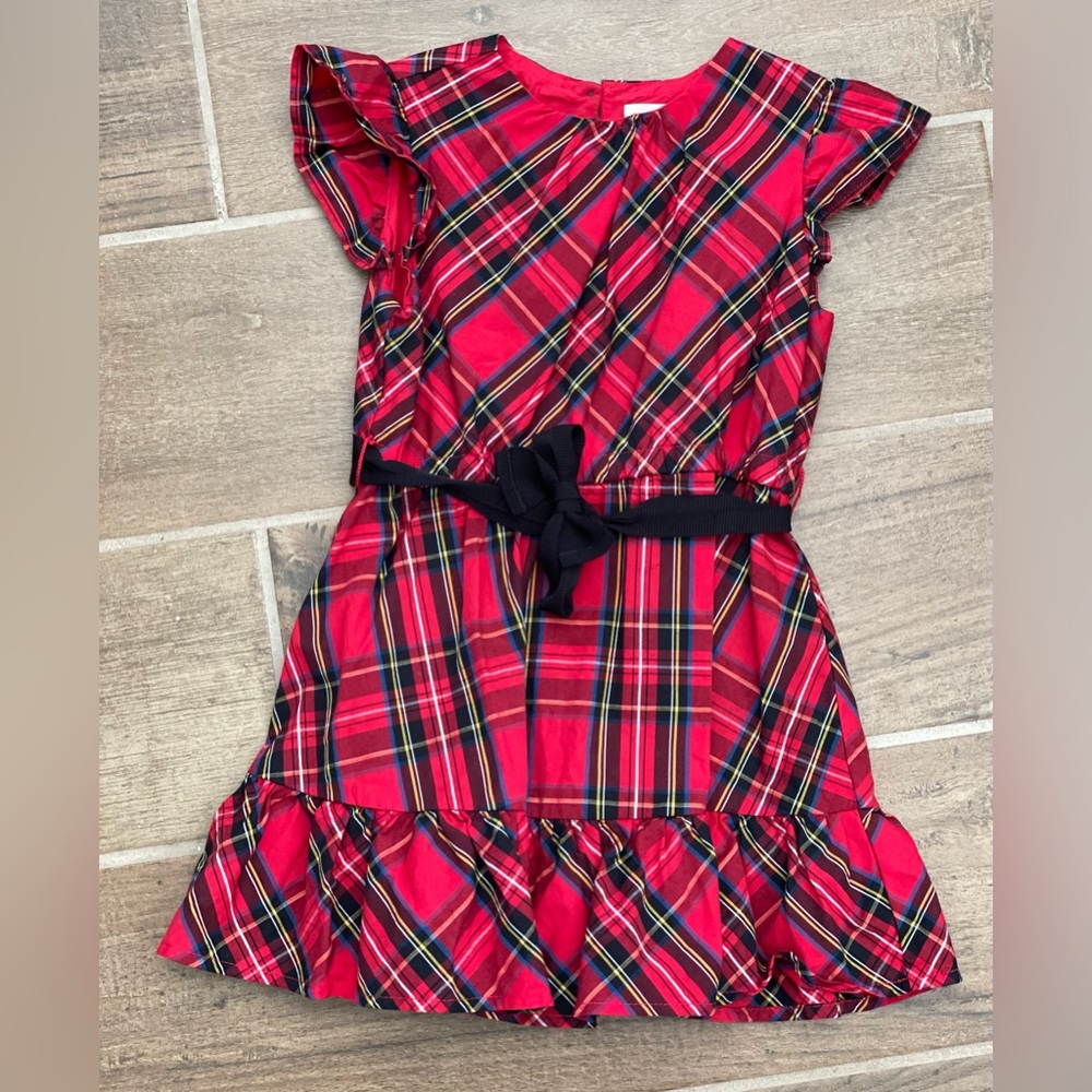 J Crew Toddler Girl Crewcuts Size 2T Tartan Plaid Ruffle Christmas Dress